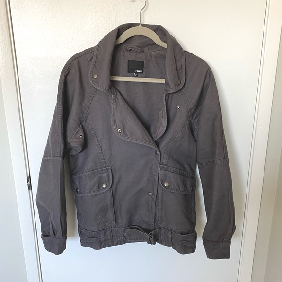 Aritzia Wilfred GREY Rayder Linen Moto Jacket Size Small - Picture 2 of 13